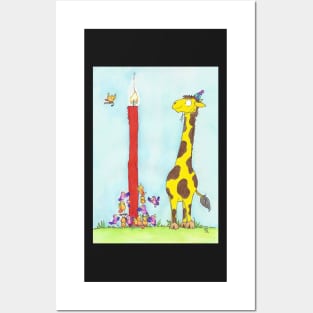 Happy Birthday Giraffe Posters and Art